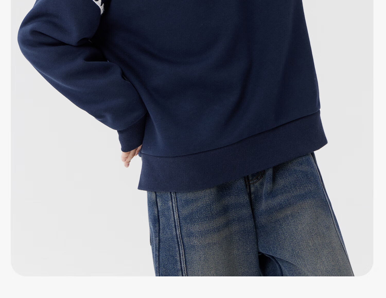 Zuo Xi Girls' Fleece-Lined Sweatshirt 2025 Winter Children's Polo Shirt Doll Collar Warm Top Navy Blue 120 18